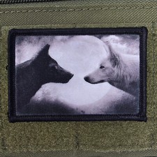Two Wolves Patch Moral Meme Tactical Military Army USA Flag Hook & Loop 3x2 picture