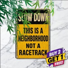 Slow Down Neighborhood Visibility Sign Caution Children Safety Metal Plaque picture