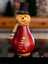 Christmas Handcrafted Snowman guard luminary-Joel lights up picture