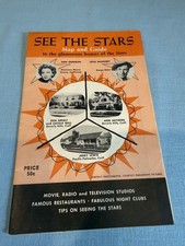 1958 LARGE FOLDING MAP of HOLLYWOOD GLAMOROUS HOMES OF THE MOVIE / TV  STARS picture