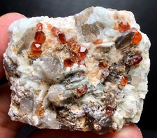 53g Brand new Rare Black SMOKY QUARTZ Crystal Point &Garnet Spessartine  T232 picture