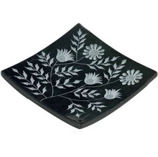 Botanical Soapstone Incense Holder/Candle Plate 4.5 Inches picture