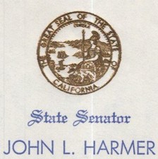 1969 John L. Harmer Senator California Senate Legislature Scholarship Grant picture