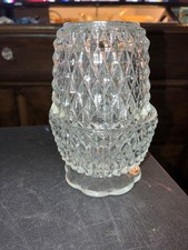 Vintage Indiana Glass Fairy Lamp Lite Clear Diamond Point Candle Holder 2pc Set picture