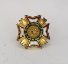 V.F.W. VFW Veterans of Foreign Wars Gold Toned & Enameled Screwback Lapel Pin picture