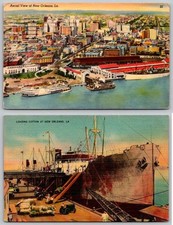 New Orleans Louisiana Aerial View, Docks Postcard - Lot of 2 picture