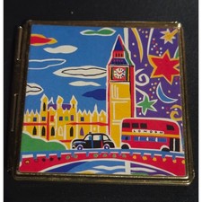 Vintage London Landmark Compact Purse Mirror Multicolor Pop Art Souvenir picture