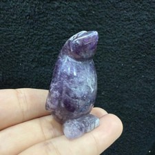 1pc Natural quartz crystal Dream Amethyst Carved Penguin Healing Gift picture