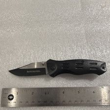 Winchester Black Aluminum Folding Pocketknife Plain Edge Drop Point Clip picture