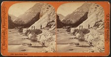 Bierstadt 3 men in Ogden Canyon STEREOVIEW picture