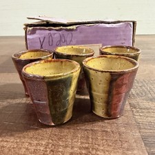 Vintage Otagiri OMC Drip Glaze Sake Cups Set of 5 with Box 56/181 Japan MCM picture