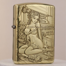 Phoenix & Golden Lotus Embrace from Bath Zippo Armor Brass – 3D Relief Engraved  picture