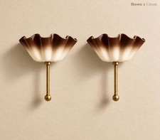 Handmade Vintage Brass Ruffle Shade Mid Century Modern Brass Half Flower picture