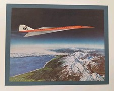 Vintage Braniff International Concorde SST Offset Lithograph Aviation Print picture