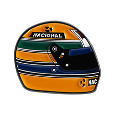 Racing Driver Aryton Senna Racing Helmet Hard Brooch Enamel Pins Cool Racing picture
