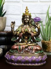 Avalokiteshvara Kuan Yin Seated On Lotus Throne Statue 6