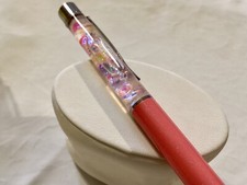 Handmade New Sweet Treats Charms & White Glitter Pink Barrel Float Pen picture