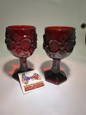 TWO (2) Cape Cod Avon Ruby Red Vintage Goblet 4.5