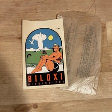 VINTAGE 1949 SOUVENIR BILOXI MISS MISSISSIPPI GULF COAST PINUP DECAL ART GEM picture