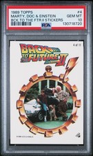 1989 Topps BACK TO THE FUTURE II #4 STICKER PSA 10 MARTY, DOC and EINSTEIN Pop 4 picture
