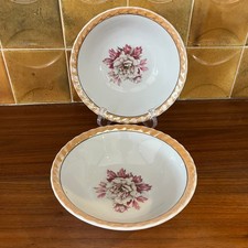 Vintage Lustreware Peony Scalloped Peach Lustre Trim 6