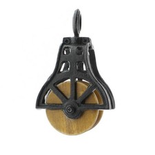 HomArt Market Cast Iron and Wood Pulley - Antique Black picture