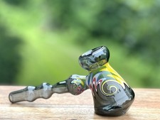7 Inch Heavy Glass Water Pipe hammber Bubbler Collectible Piece Flame SWIRL PIPE picture