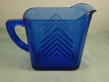 Vintage Hazel Atlas Chevron Cobalt Blue Pitcher Creamer 4