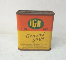 IGA Ground Sage Can Tin 1 Ounce Vintage Independent Grocers Alliance picture