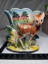 Ceramic Vintage Anthropomorphic Lusterware Deer Ceramic Vase Planter picture
