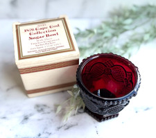 AVON 1876 Cape Cod Collection Sugar Bowl With Box 1990 Ruby Red Glass picture