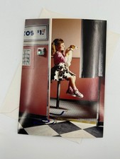 Vintage Avanti 1990 Greeting Card Girl & Jack Russell Terrier Photo Booth picture