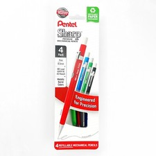 Pentel P205 Series Mechanical Pencil Set of 4 Metallic Barrel Colors (0.5mm) picture