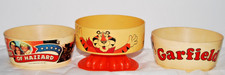 Vintage 1980s Plastic Cereal Bowl Lot Dukes of Hazzard Garfield Tony the Tiger picture