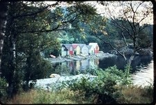 Vintage 1983 Kodachrome 35mm Slide Scenic Lake Cabin Landscape picture