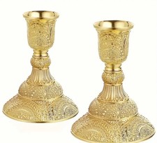 Pair of Ornate Gold Filigree Candlesticks picture