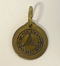 Vintage Mercedes Benz Thin Brass Metal Keychain Keyring picture