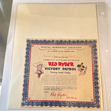 1940s Red Ryder Victory Patrol Langendorf Bread Membership Map Certificate RARE picture
