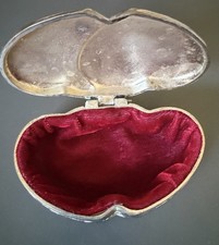 VTG Silver Plated Double Heart Jewelry Trinket Box Lined With Red Velvet picture