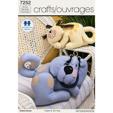 Rare Simplicity 7252 Stuffed Animals Craft Kitty Cat Dog Sewing Pattern UNCUT picture