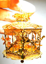 Vintage Danbury Mint Gold Plated Christmas Onament/ 2002 Reindeer Merry-Go-Round picture