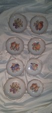 Vtg 7.75” Schumann Arzberg Reticulated Edge China Plate Fruits & Nuts set of 8 picture