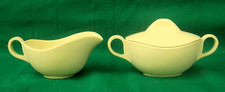 Mid Century Melmac Yellow Covered Sugar Bowl and Creamer picture