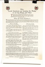 Original 1918 US WWI Food Administration poster Eat Less Beef and Wheat picture