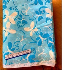 Vtg Key West Blue Butterfly Print Fabric Baby Butters Dory Pulitzer Style 44x52 picture