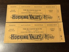 Vintage Hocking Valley Scenic Railway Tickets Consecutive Pair Buckeye Route OH  picture