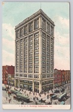 1908 I. O. O. F. Building Indianapolis IN Litho-Chrome Postcard Street Scene picture