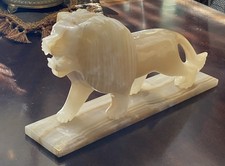 Large Marble Onyx Lion Statue Figure Sculpture Hand Carved Impressive 13 Pounds  picture
