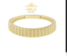 14K Solid Gold Ridge Ring – Textured Minimalist Band size 7