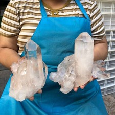 2pcs 5.61LB Natural White Clear Quartz Crystal Cluster Rough Healing Specimen picture